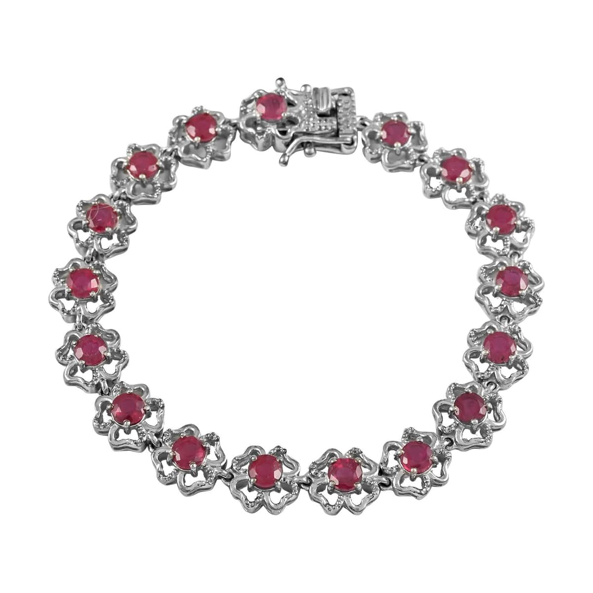 Niassa Ruby (FF) Bracelet in Platinum Over Sterling Silver (6.50 In) 5.10 ctw image number 0