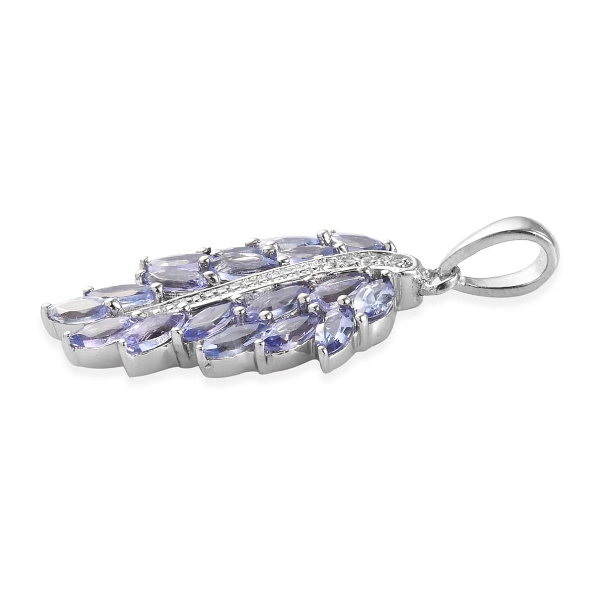 Tanzanite and Zircon Feather Pendant in Platinum Over Sterling Silver 2.50 ctw image number 2