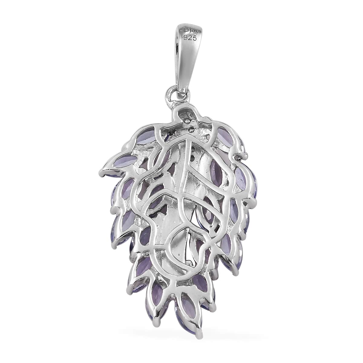 Tanzanite and Zircon Feather Pendant in Platinum Over Sterling Silver 2.50 ctw image number 3