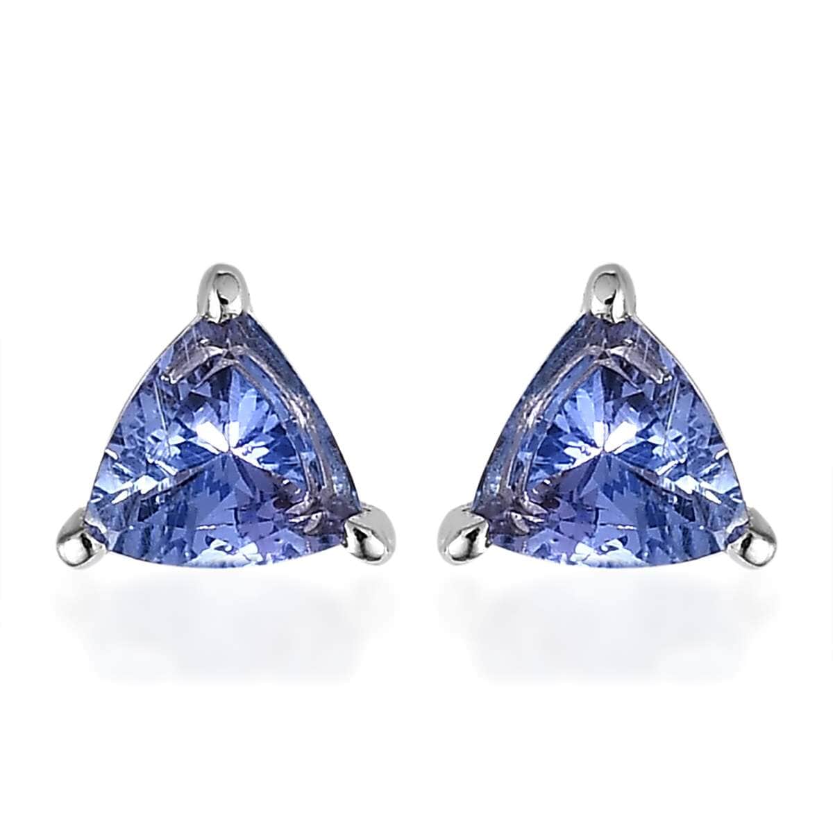 Tanzanite 0.65 ctw Solitaire Stud Earrings in Platinum Over Sterling Silver image number 0