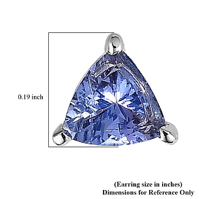Tanzanite 0.65 ctw Solitaire Stud Earrings in Platinum Over Sterling Silver
