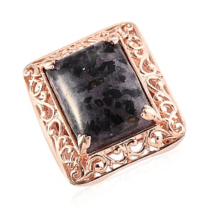 12.60 ctw Constituted Tanzanite & Thai Black Spinel Solitaire Ring in 14K RG Over Copper (Size 8.0)