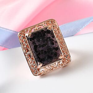 Constituted Tanzanite, Thai Black Spinel Ring in 14K RG Over Copper With Magnet 15.30 ctw (Size 8.0)