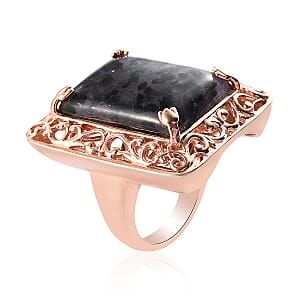 Constituted Tanzanite, Thai Black Spinel Ring in 14K RG Over Copper With Magnet 15.30 ctw (Size 8.0)