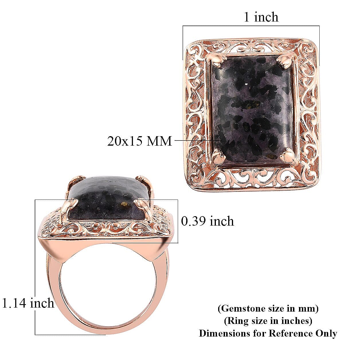 12.60 ctw Constituted Tanzanite & Thai Black Spinel Solitaire Ring in 14K RG Over Copper (Size 8.0) image number 5