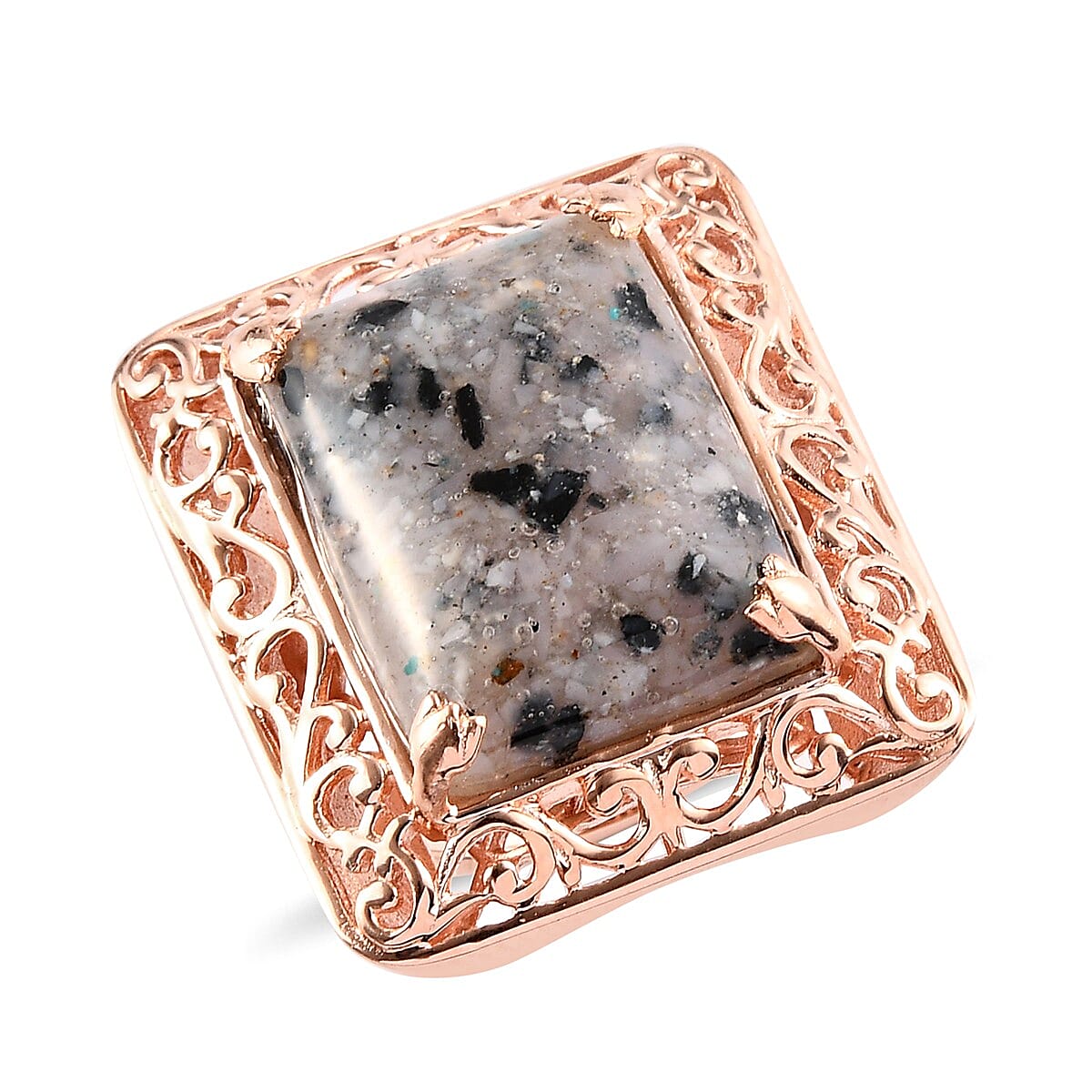 Constituted Peruvian Pink Opal and Thai Black Spinel Solitaire Ring in 14K Rose Gold Over Copper With Magnet (Size 7.0) 9.80 ctw image number 0