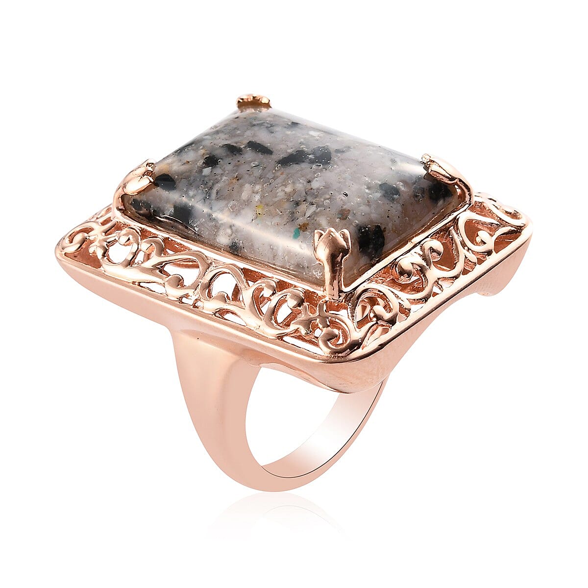 Constituted Peruvian Pink Opal and Thai Black Spinel Solitaire Ring in 14K Rose Gold Over Copper With Magnet (Size 7.0) 9.80 ctw image number 3