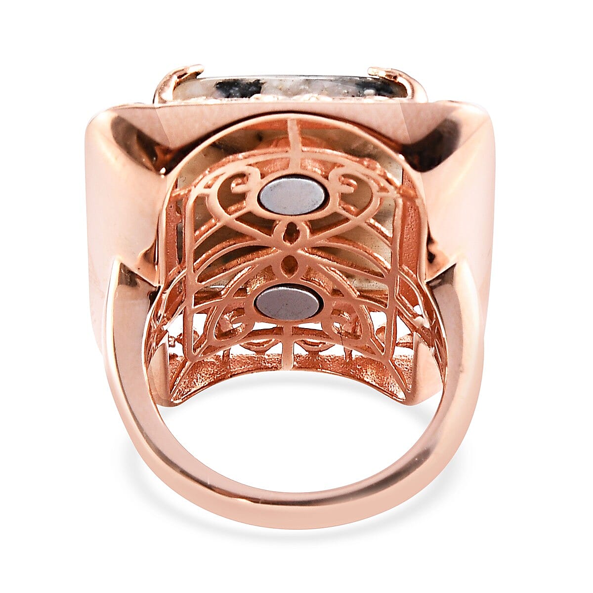 Constituted Peruvian Pink Opal and Thai Black Spinel Solitaire Ring in 14K Rose Gold Over Copper With Magnet (Size 7.0) 9.80 ctw image number 4
