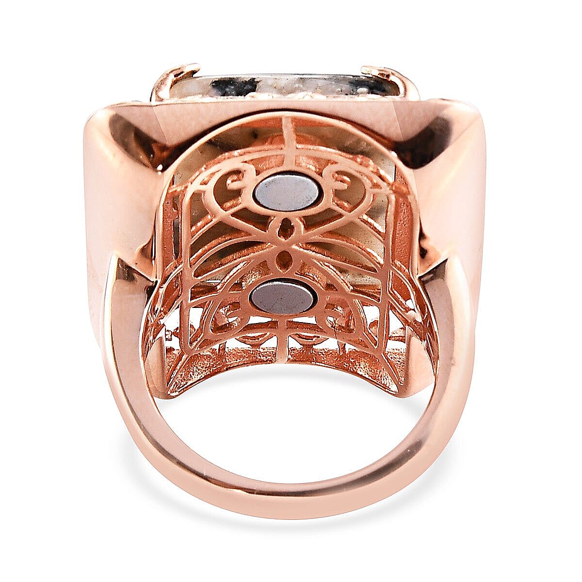 9.80 ctw Constituted Peruvian Pink Opal & Thai Black Spinel Solitaire Ring in 14K RG Over Copper (Size 9.0) image number 4