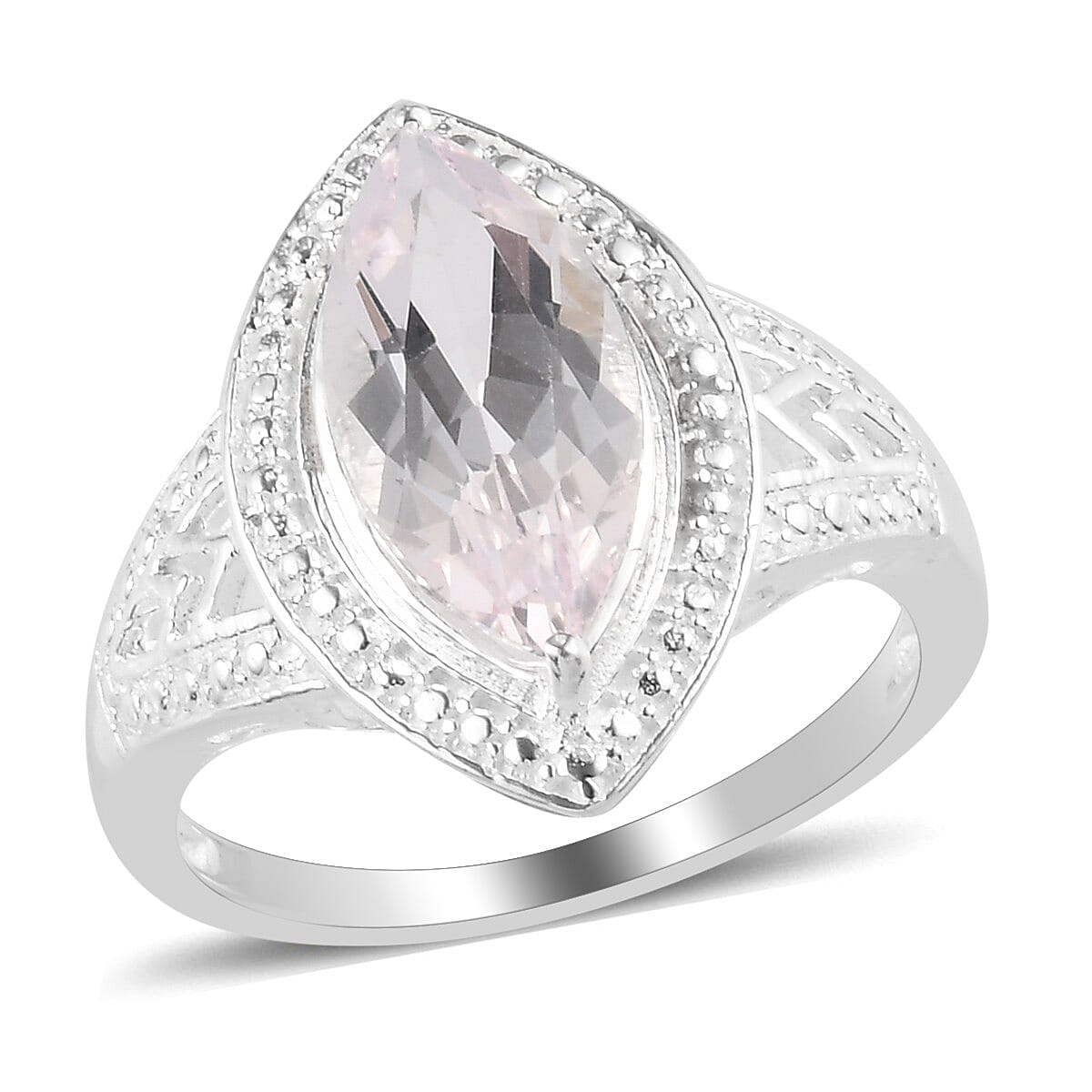 0.90 ctw Rose De France Amethyst Ring in Platinum Over Sterling Silver (Size 7.0)