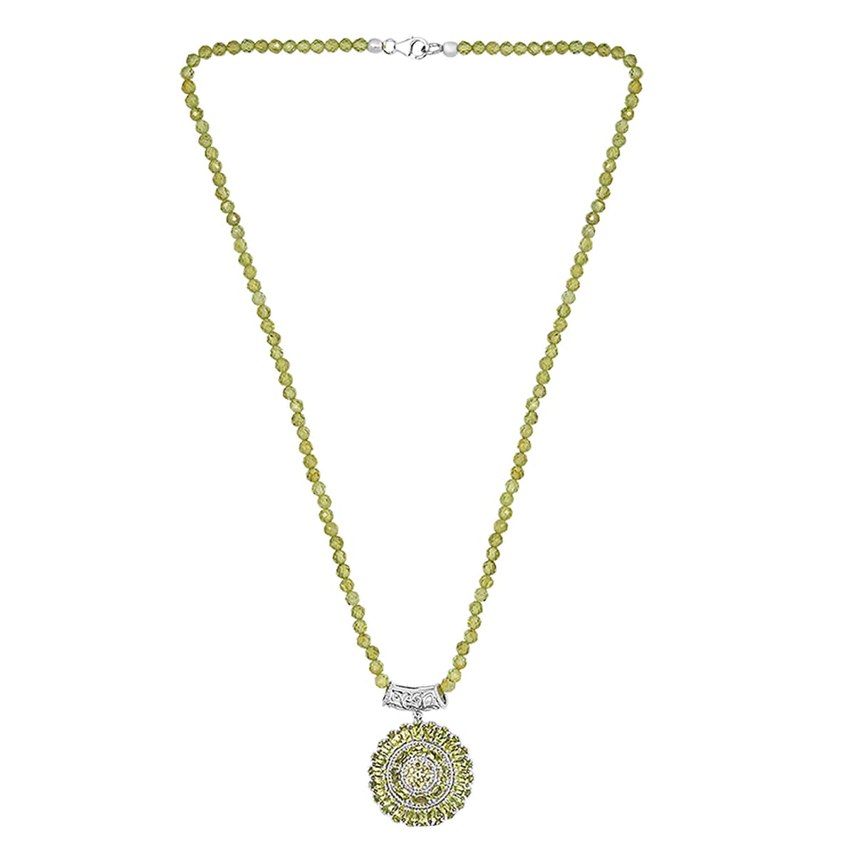 7.75 ctw Natural Arizona Peridot Pendant Necklace 20 Inch in Platinum Over Sterling Silver 10.80 Grams image number 3