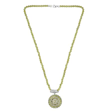Arizona Peridot Cocktail Pendant with Peridot Beaded Necklace 20 Inches in Platinum Over Sterling Silver 72.40 ctw image number 3