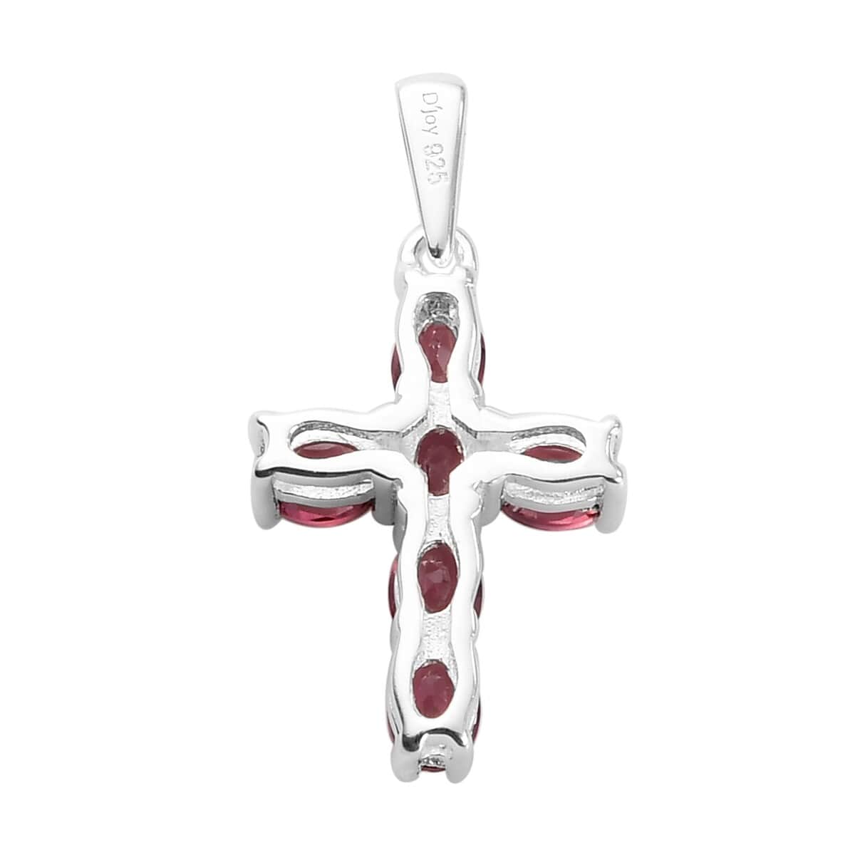 Orissa Rose Garnet Cross Pendant in Sterling Silver 1.40 ctw image number 3