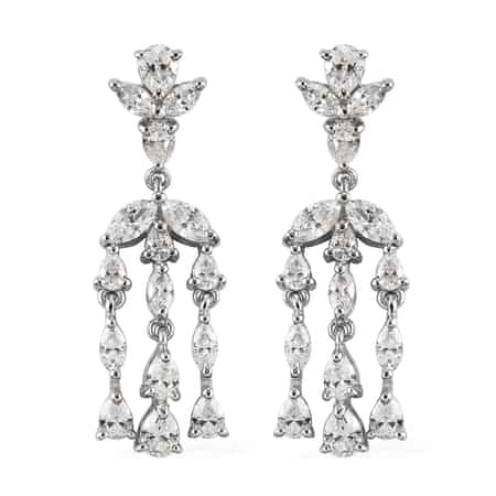 LUSTRO STELLA Made with Finest CZ Dangle Earrings in Platinum Over Sterling Silver 4.65 ctw image number 0
