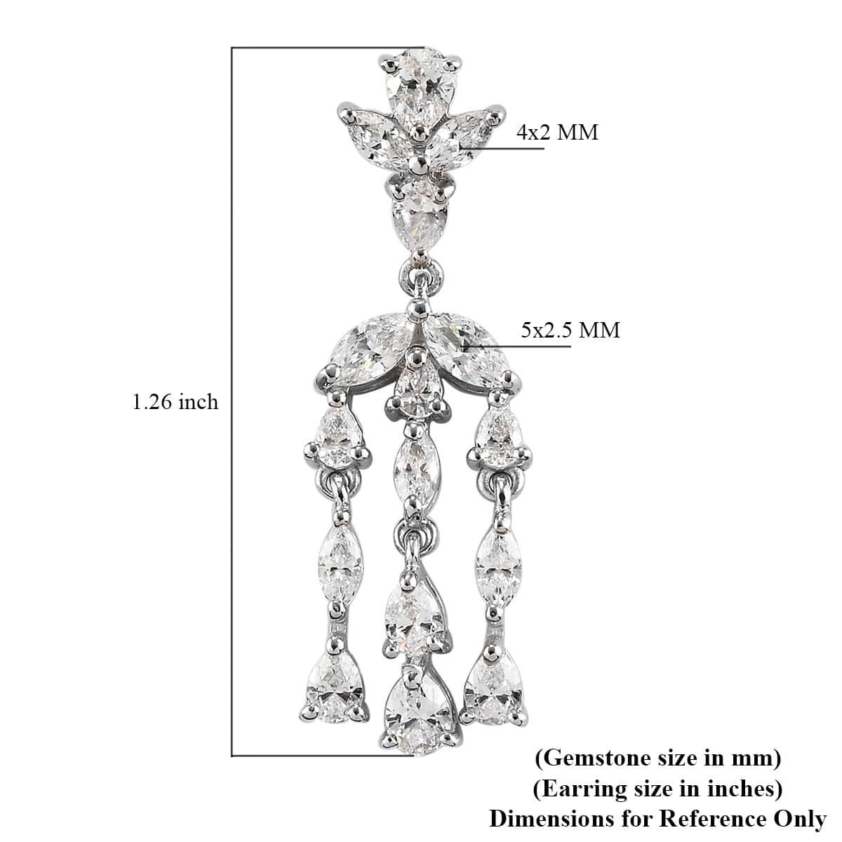 LUSTRO STELLA Made with Finest CZ Dangle Earrings in Platinum Over Sterling Silver 4.65 ctw image number 3