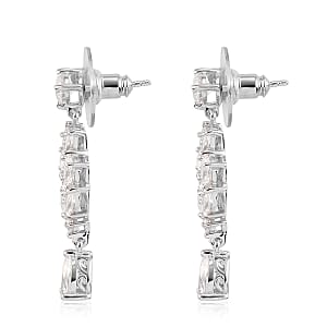 Lustro Stella Made with Finest CZ Dangling Earrings in Platinum Over Sterling Silver 8.10 ctw