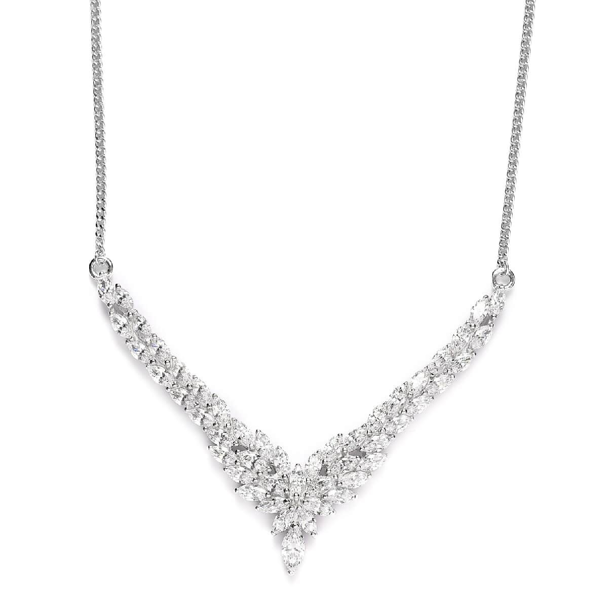 LUSTRO STELLA Made with Finest CZ Fancy Necklace 18 Inches in Platinum Over Sterling Silver 8.50 Grams 10.70 ctw image number 0