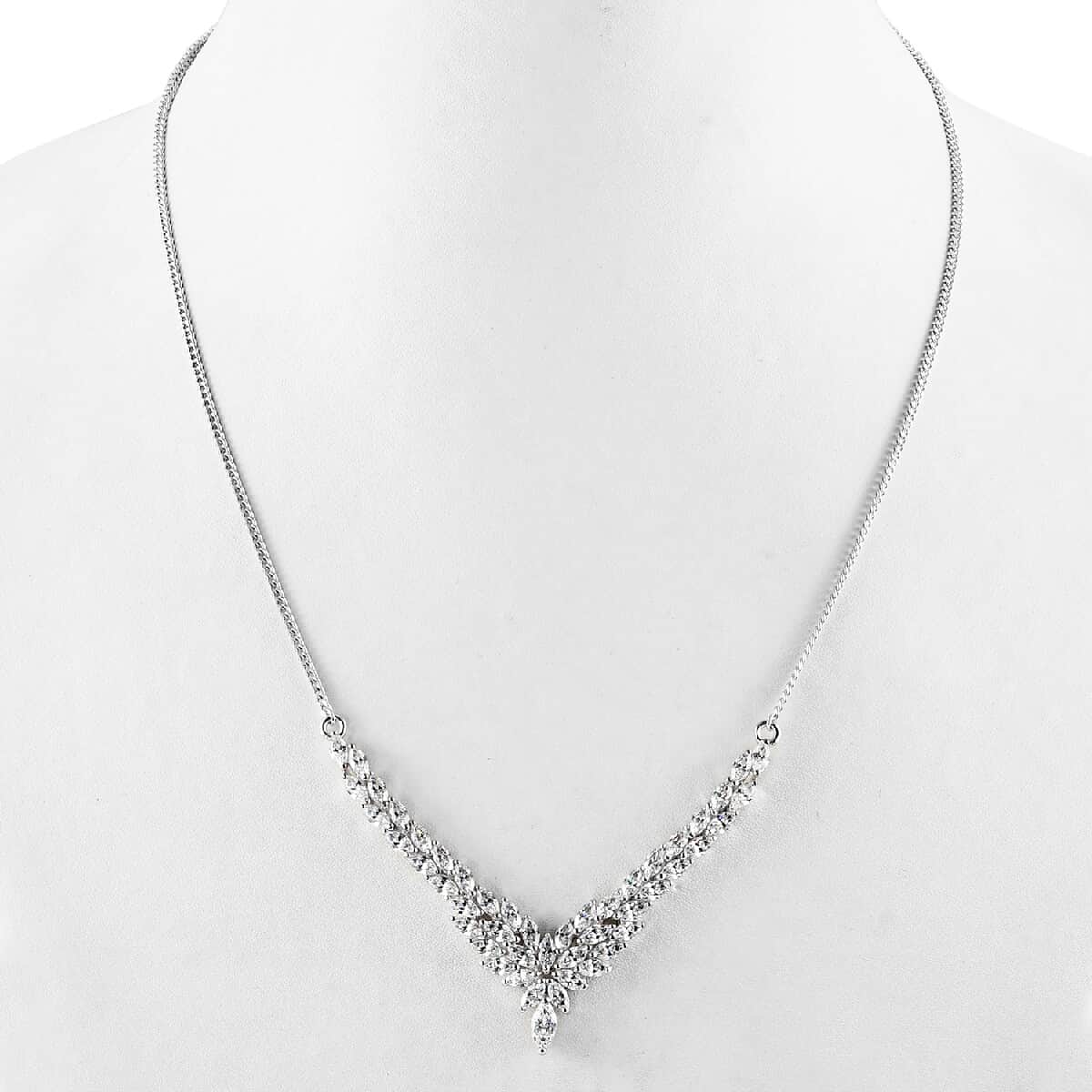 LUSTRO STELLA Made with Finest CZ Fancy Necklace 18 Inches in Platinum Over Sterling Silver 8.50 Grams 10.70 ctw image number 2