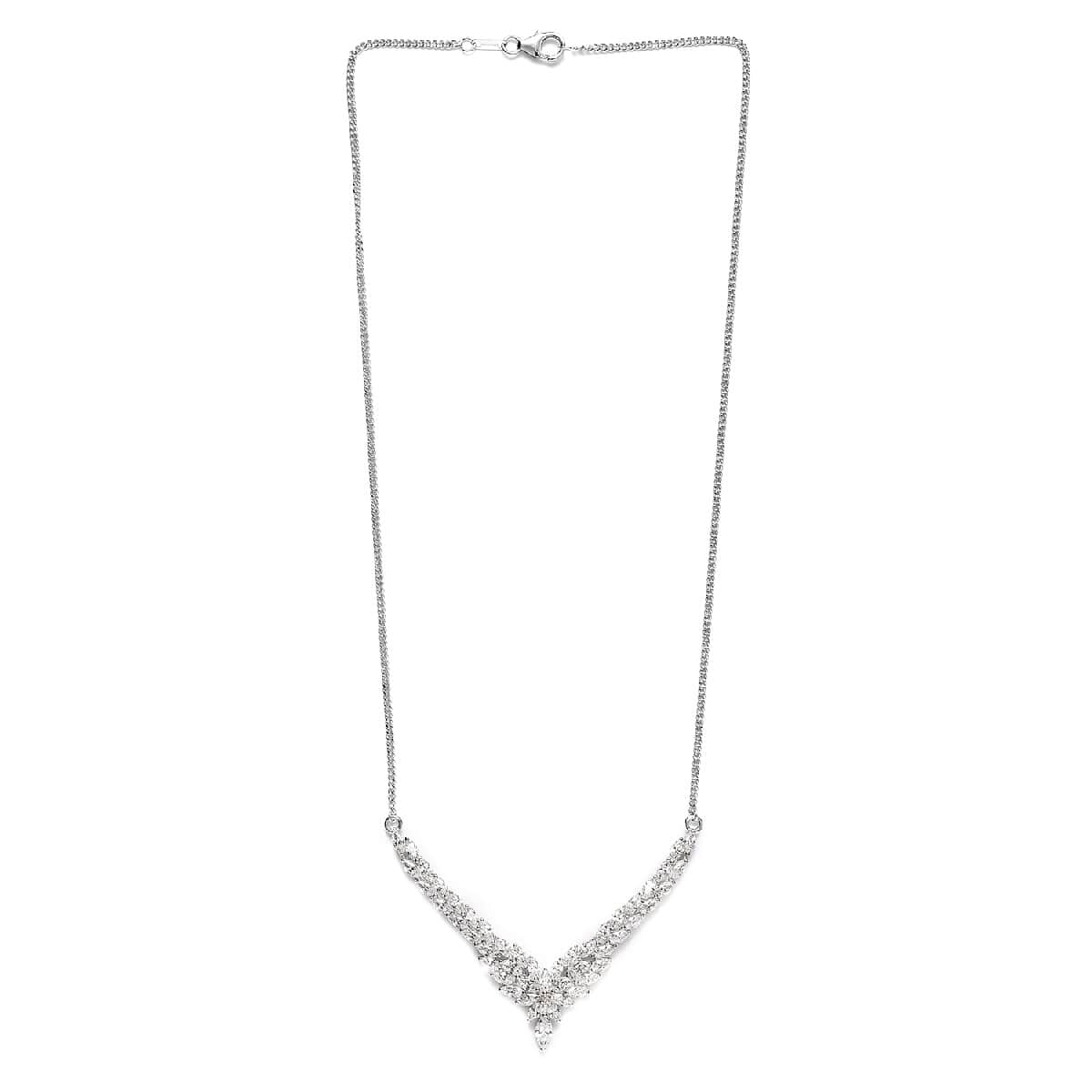 LUSTRO STELLA Made with Finest CZ Fancy Necklace 18 Inches in Platinum Over Sterling Silver 8.50 Grams 10.70 ctw image number 3