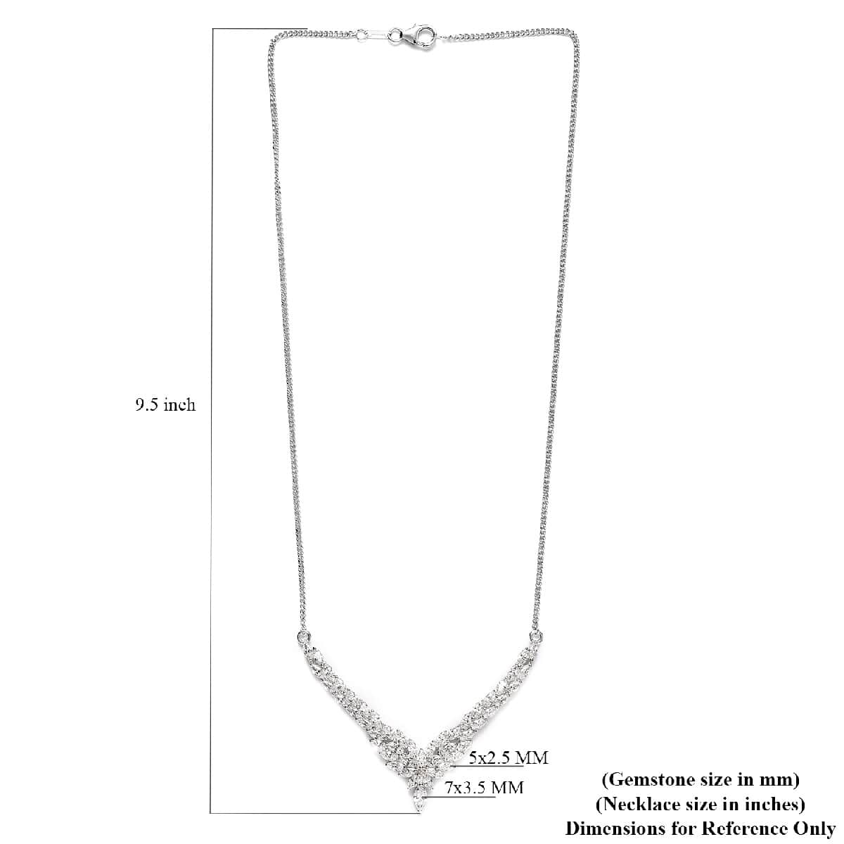 LUSTRO STELLA Made with Finest CZ Fancy Necklace 18 Inches in Platinum Over Sterling Silver 8.50 Grams 10.70 ctw image number 5