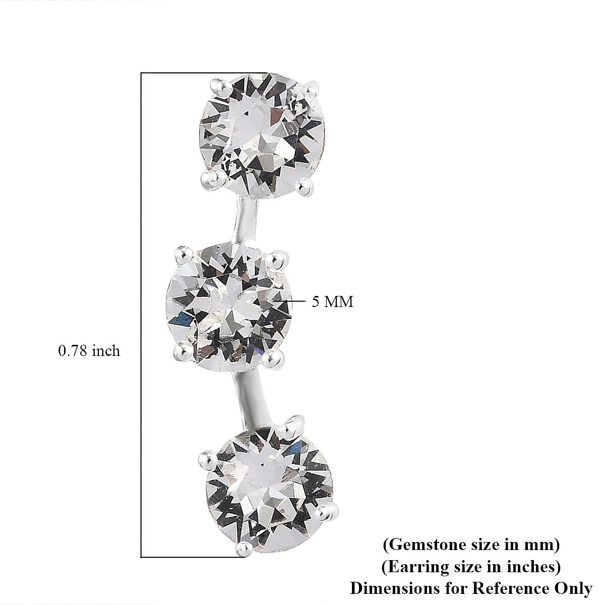 White Crystal Stud Earrings in Sterling Silver image number 4