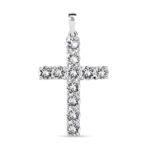 J Francis Embellished with Crystal by Swarovski Cross Pendant without Chain in Sterling Silver