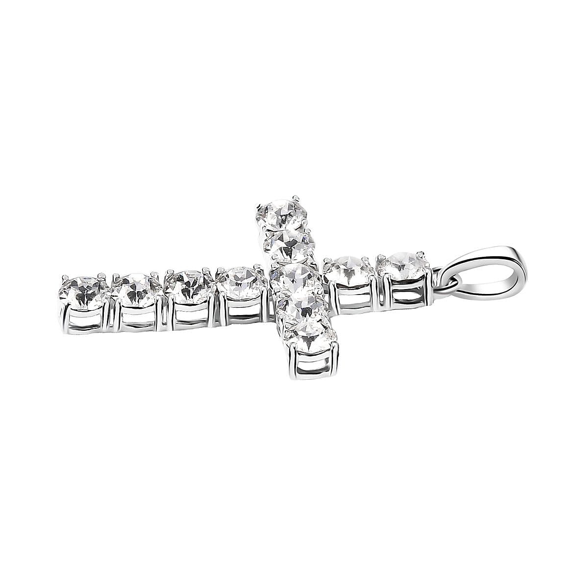 J Francis Embellished with Crystal by Swarovski Cross Pendant without Chain in Sterling Silver
