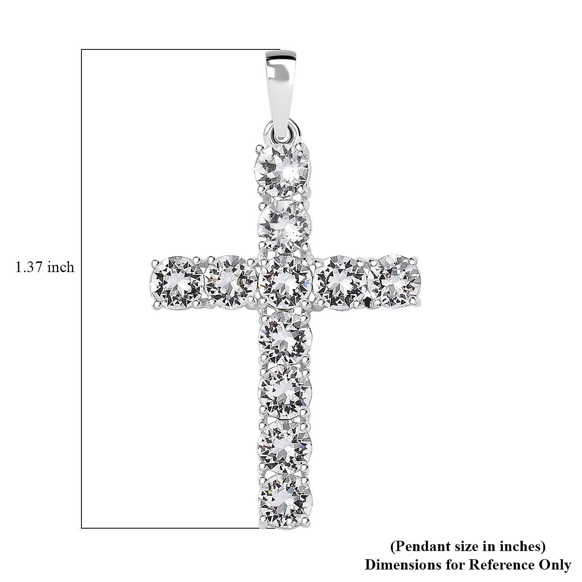 J Francis Embellished with Crystal by Swarovski Cross Pendant without Chain in Sterling Silver
