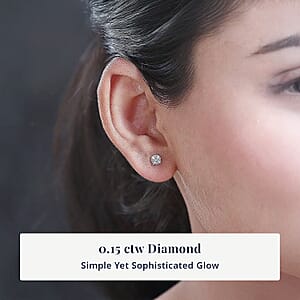 D'Joy Diamond 0.15 ctw Stud Earrings in Platinum Over Sterling Silver