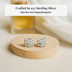 D'Joy Diamond 0.15 ctw Stud Earrings in Platinum Over Sterling Silver