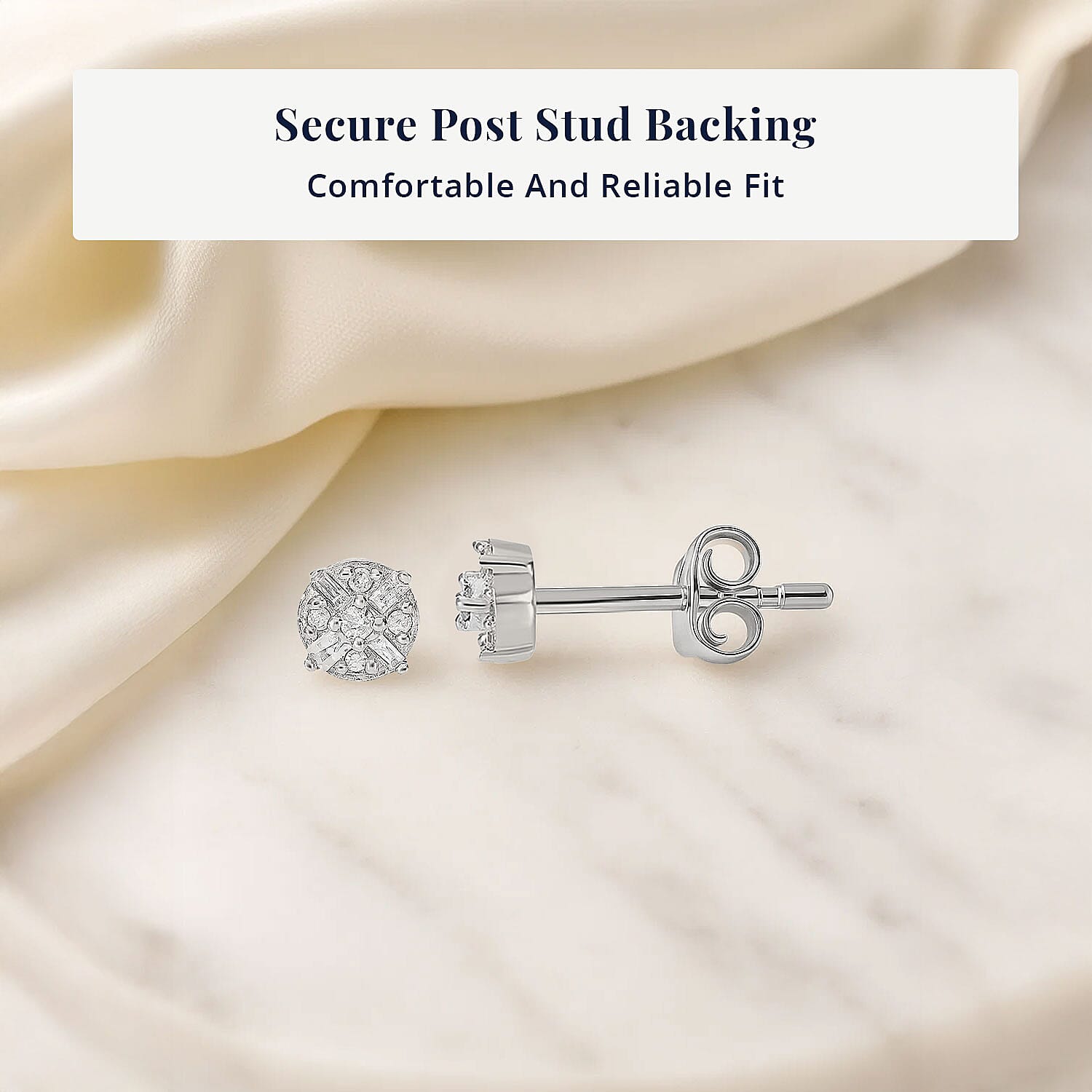 D'Joy Diamond 0.15 ctw Stud Earrings in Platinum Over Sterling Silver