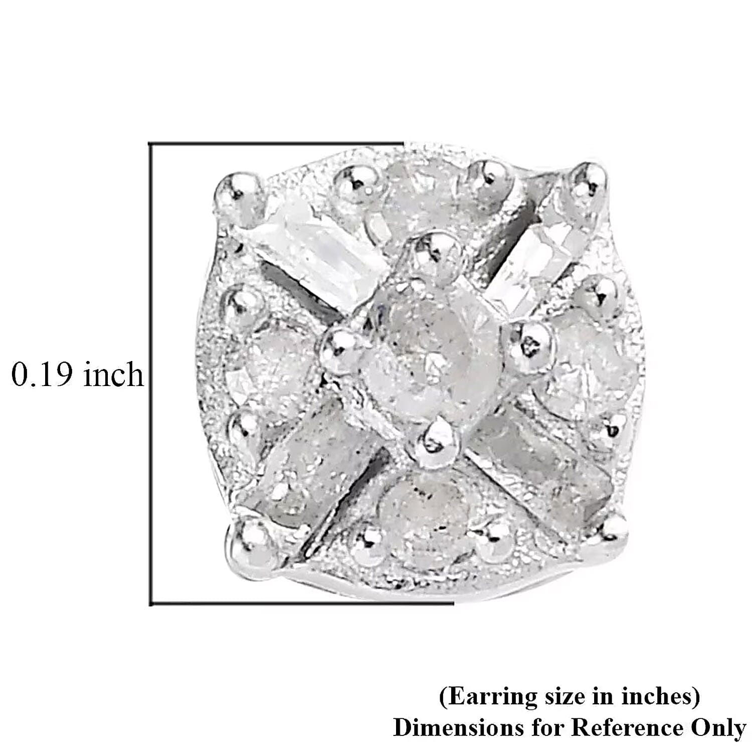 D'Joy Diamond 0.15 ctw Stud Earrings in Platinum Over Sterling Silver