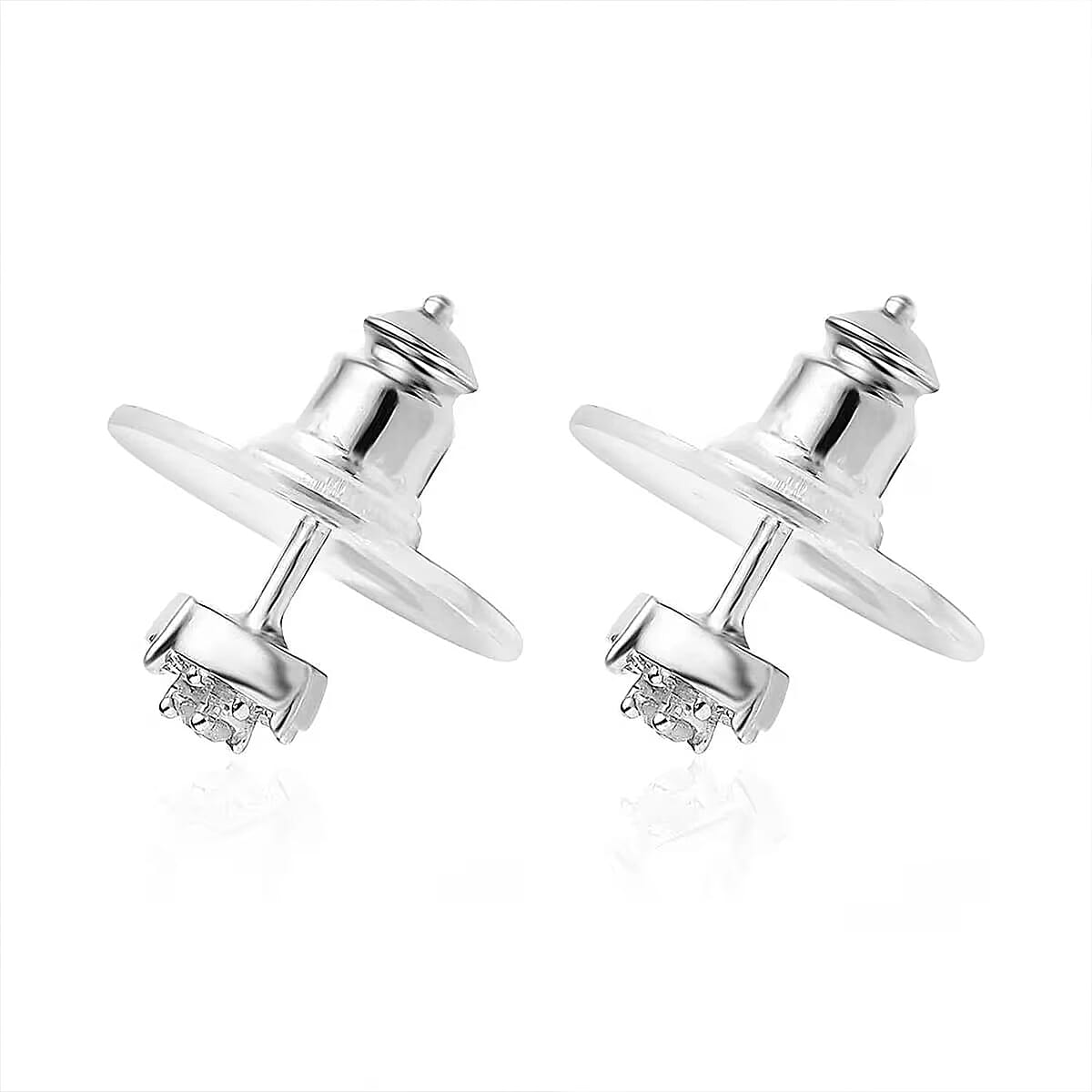 D'Joy Diamond 0.15 ctw Stud Earrings in Platinum Over Sterling Silver image number 8