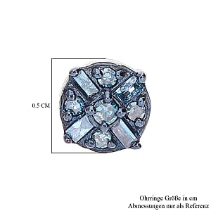 D'Joy Blue Diamond 0.15 ctw Stud Earrings in Platinum Over Sterling Silver