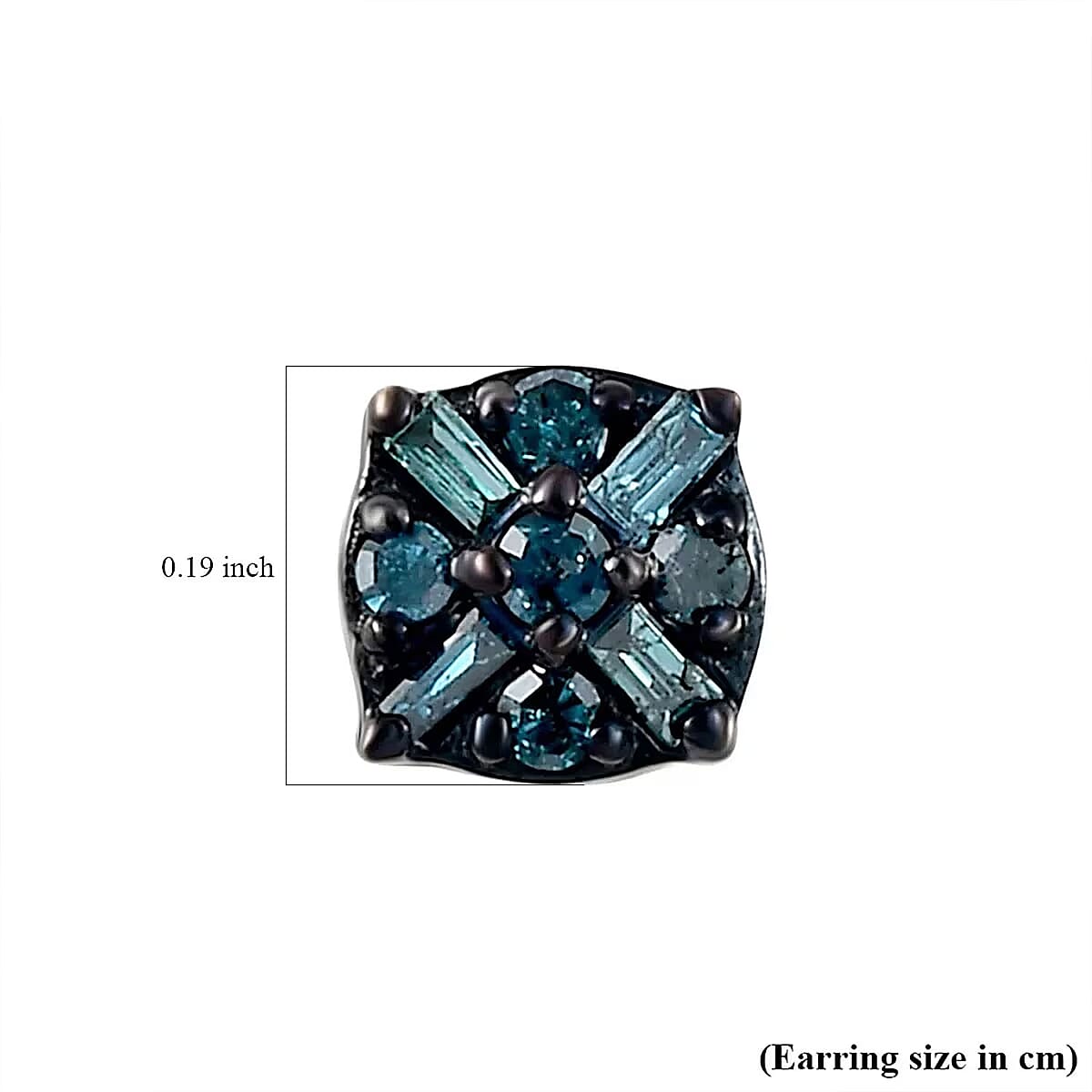 D'Joy Blue Diamond 0.15 ctw Stud Earrings in Platinum Over Sterling Silver image number 7