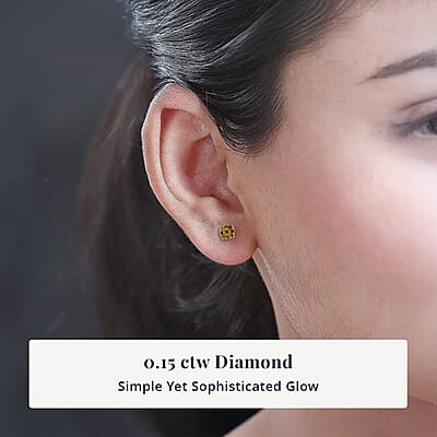 D'Joy Yellow Diamond 0.15 ctw Stud Earrings in Platinum Over Sterling Silver