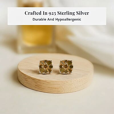 D'Joy Yellow Diamond 0.15 ctw Stud Earrings in Platinum Over Sterling Silver