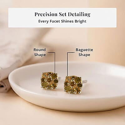 D'Joy Yellow Diamond 0.15 ctw Stud Earrings in Platinum Over Sterling Silver