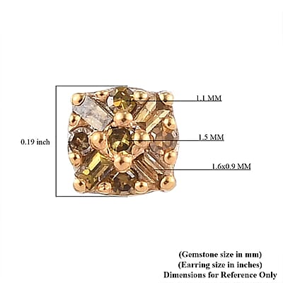 D'Joy Yellow Diamond 0.15 ctw Stud Earrings in Platinum Over Sterling Silver