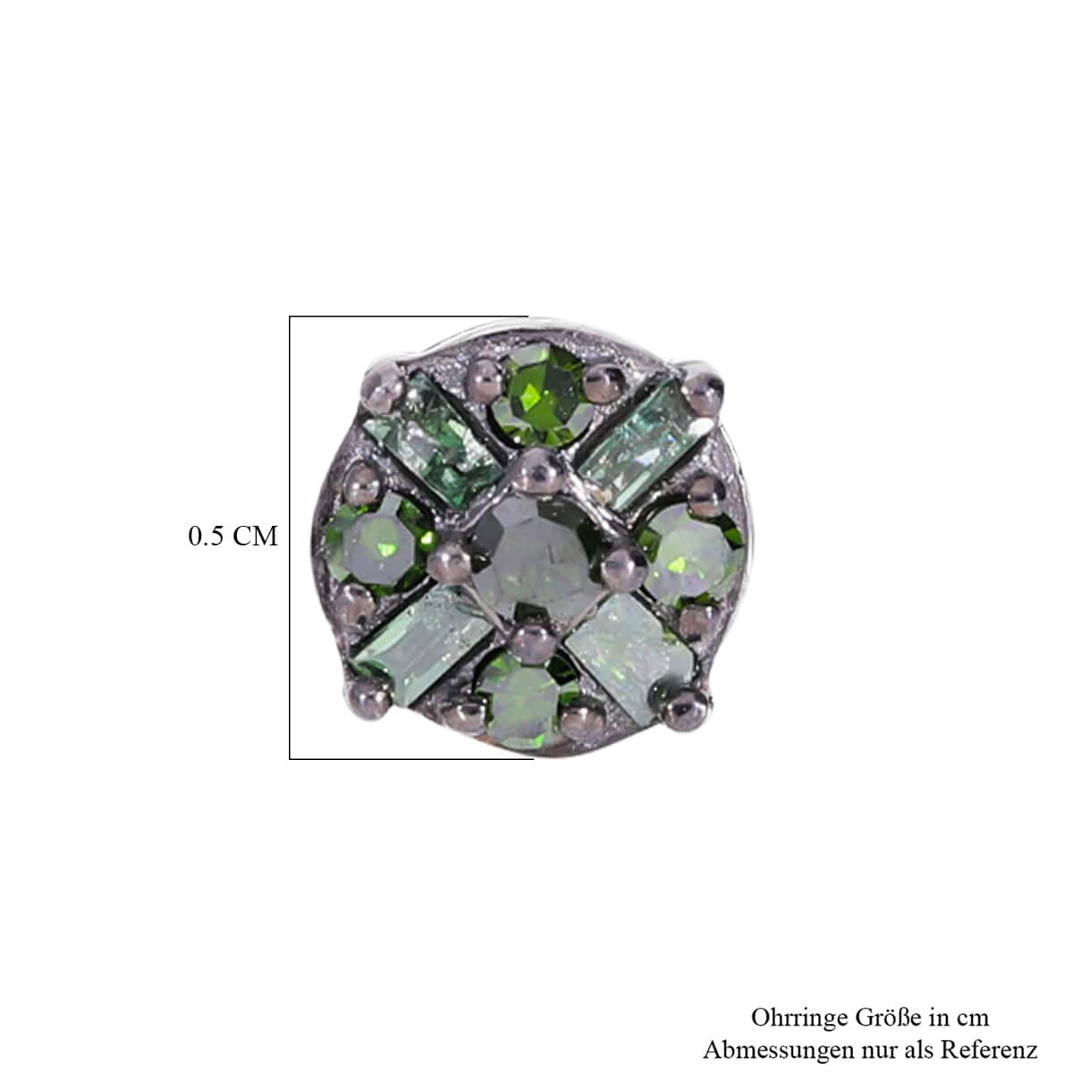 Green Diamond 0.15 ctw Stud Earrings in Rhodium Platinum Plated in Sterling Silver, Diamond Studs, Diamond Earrings, Anniversary Gifts For Her image number 4