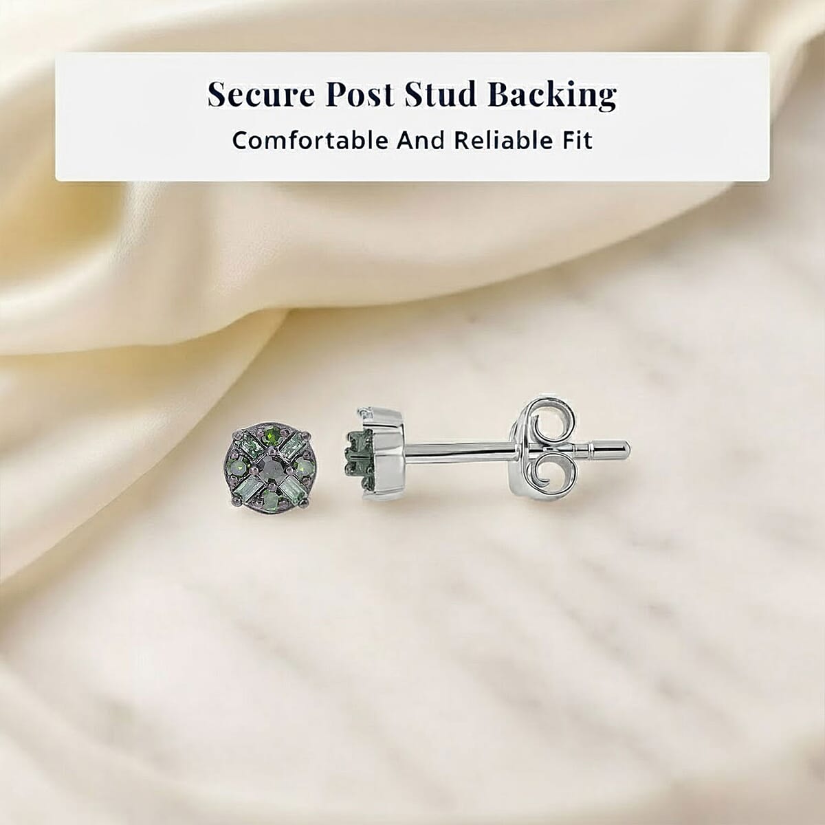 D'Joy Green Diamond 0.15 ctw Stud Earrings in Platinum Over Sterling Silver image number 6