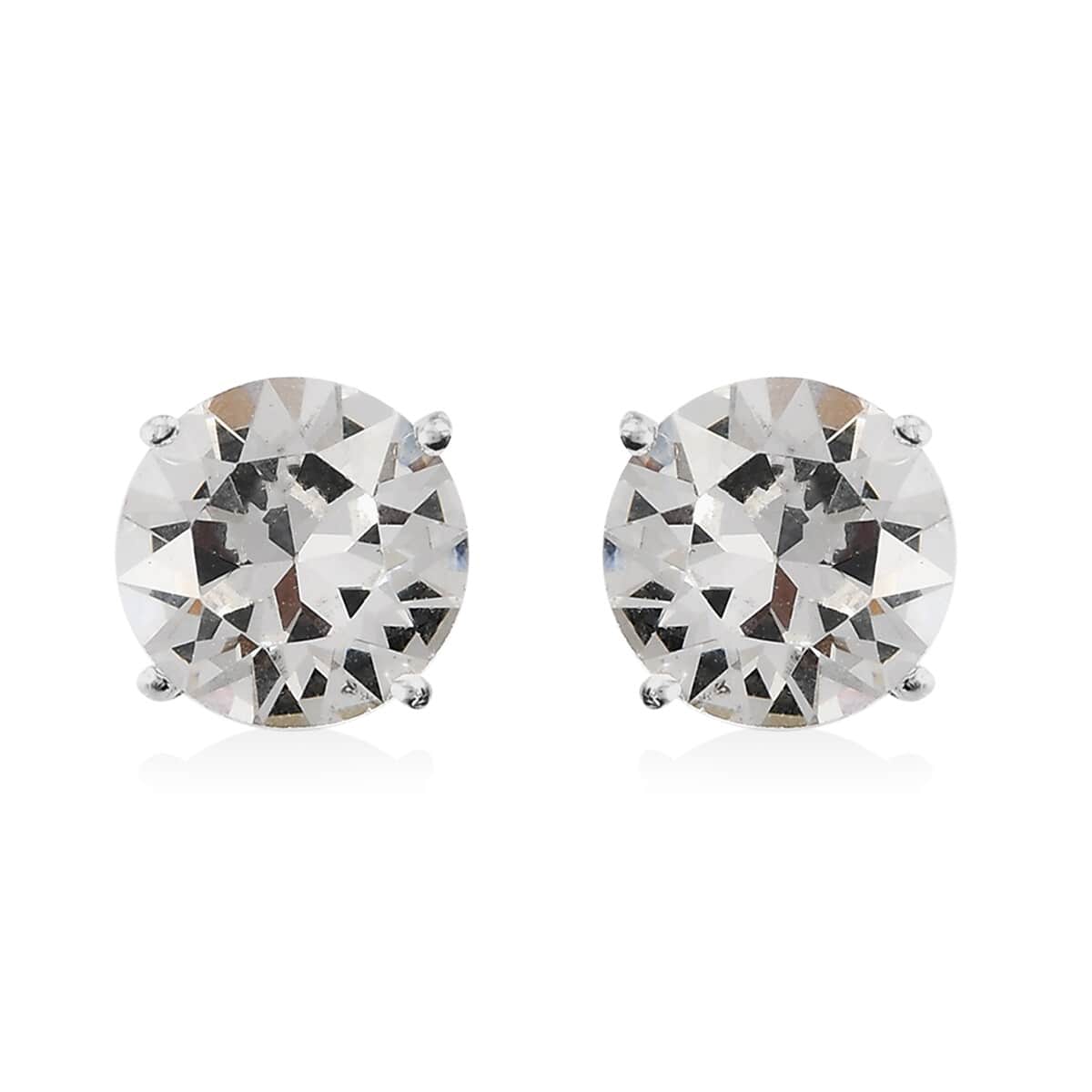 White Crystal Solitaire Stud Earrings in Sterling Silver image number 0