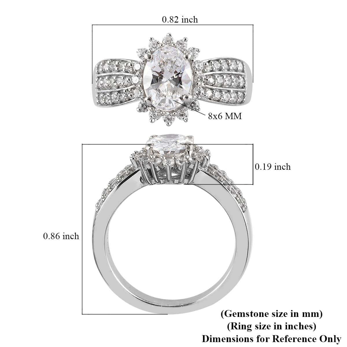 LUSTRO STELLA Made with Finest CZ Ring in Platinum Over Sterling Silver (Size 7.0) 2.60 ctw image number 5