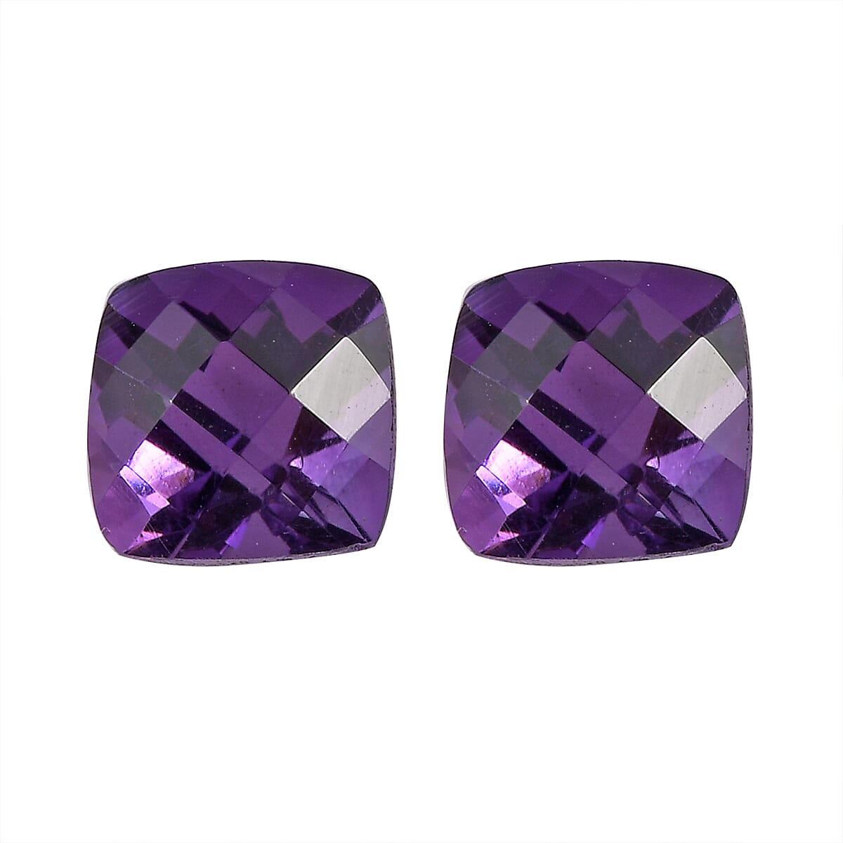 AAA Mashamba Amethyst Set of 2 (Cush 6x6 mm) 1.53 ctw Loose Gemstone
