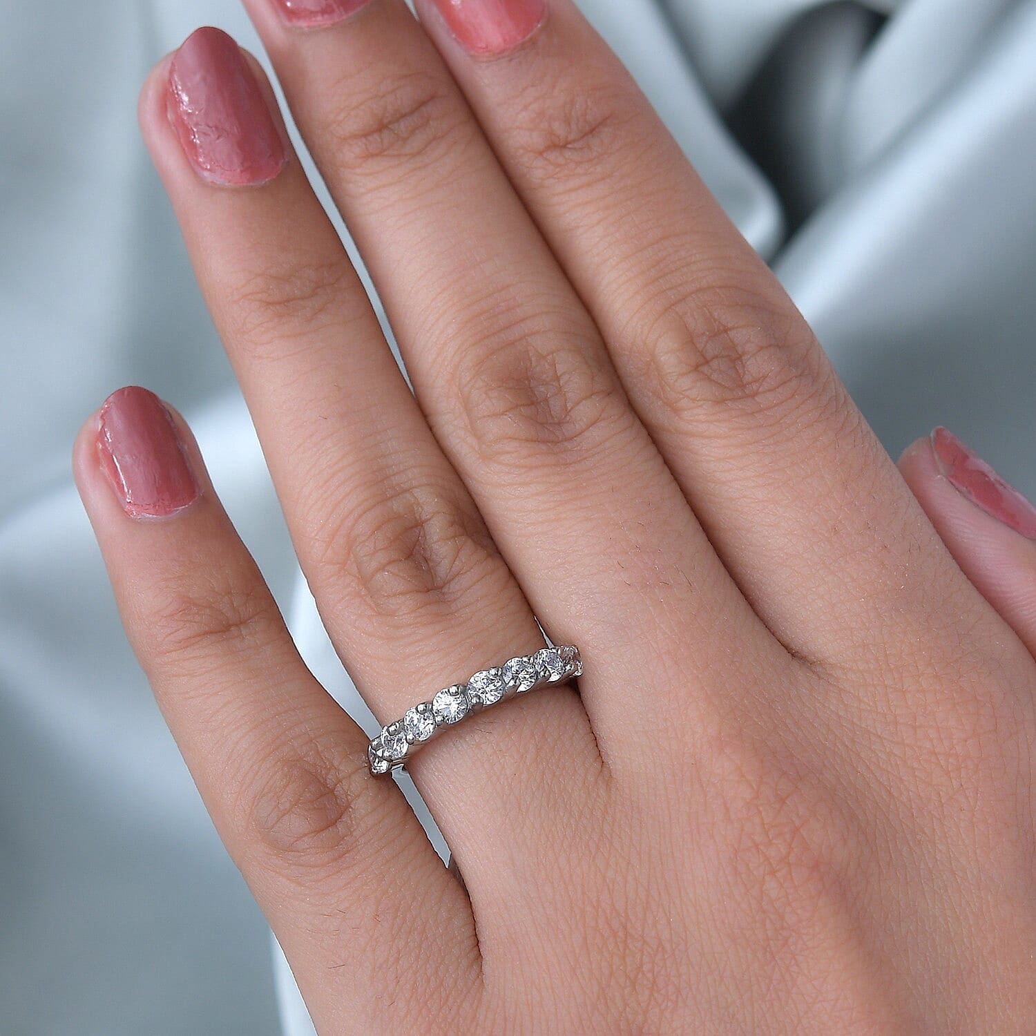 Lustro Stella Finest CZ 3.00 ctw Ring in Platinum Over Sterling Silver (Size 5.5)