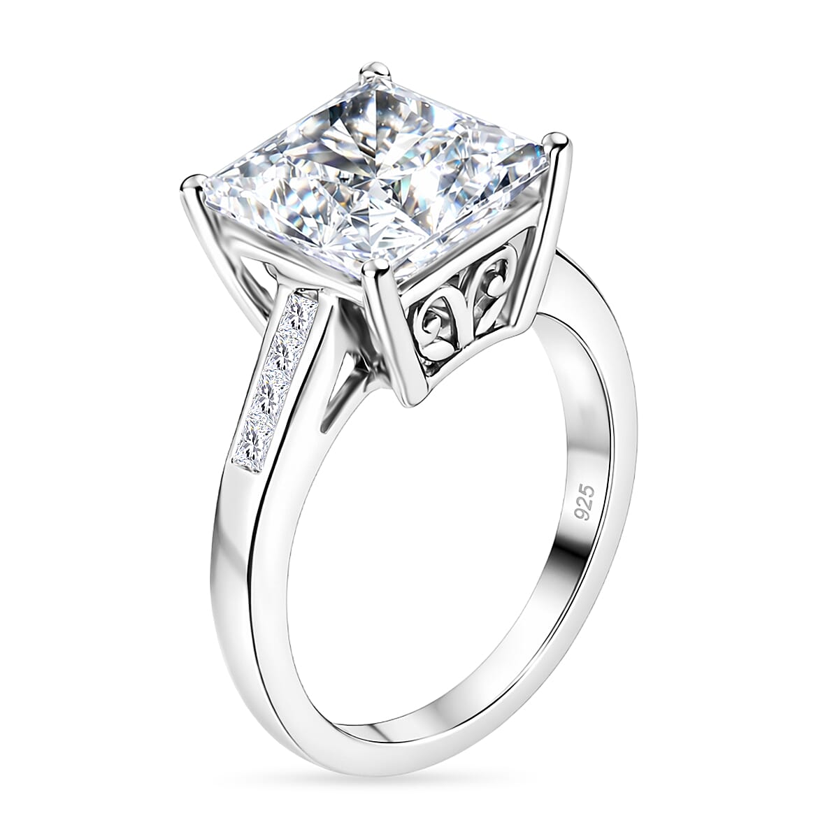 Lustro Stella Finest CZ 7.10 ctw Ring in Platinum Over Sterling Silver (Size 10.0)