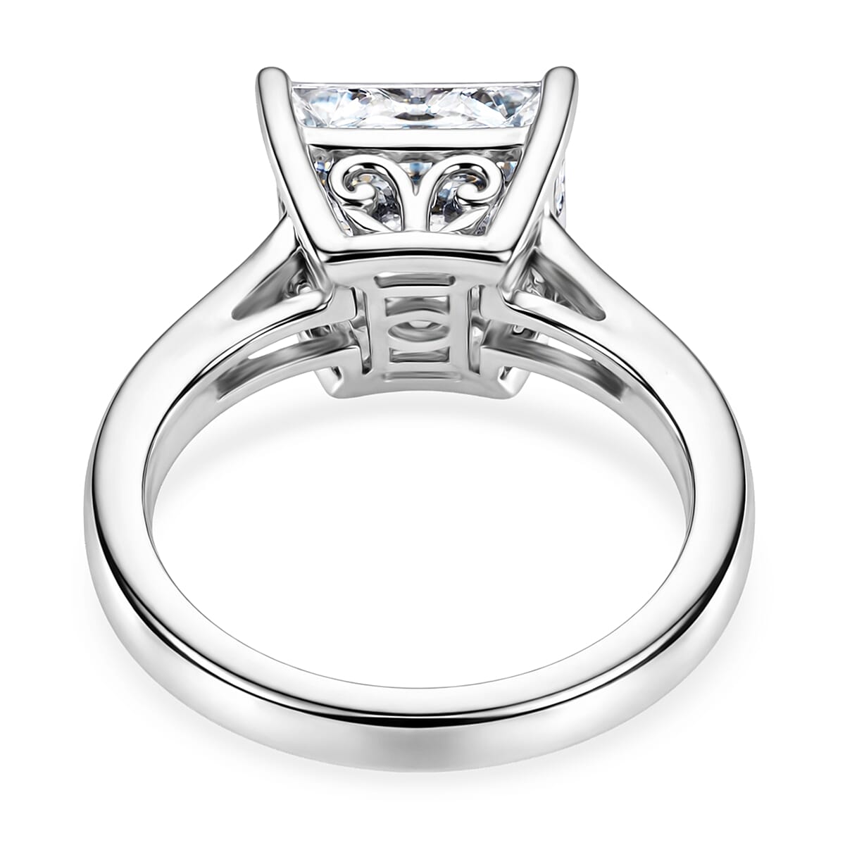 Lustro Stella Finest CZ 7.10 ctw Ring in Platinum Over Sterling Silver (Size 10.0)