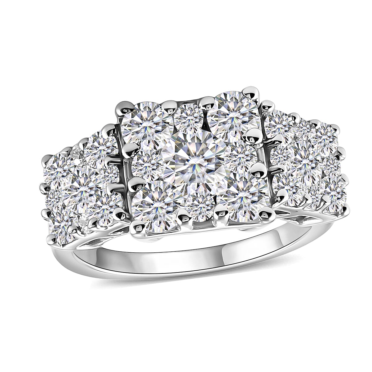 Lustro Stella Finest CZ 4.00 ctw Ring in Platinum Over Sterling Silver (Size 5.5)