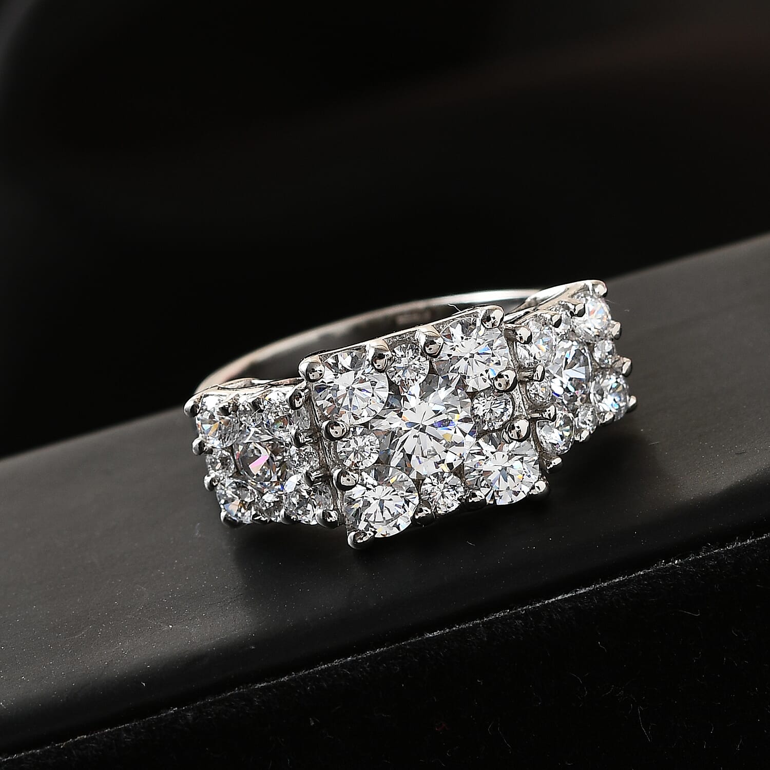 Lustro Stella Finest CZ 4.00 ctw Ring in Platinum Over Sterling Silver (Size 5.5)