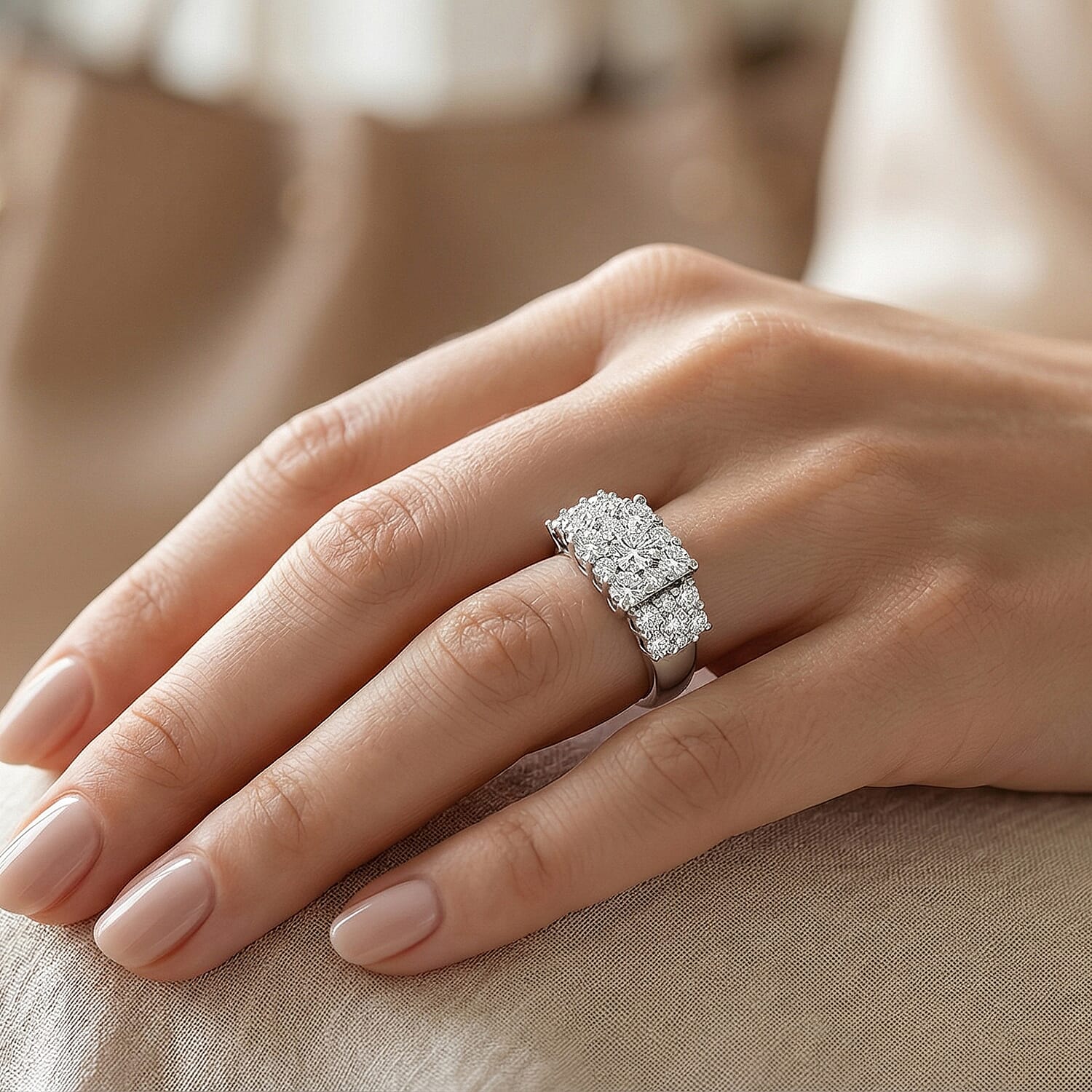 Lustro Stella Finest CZ 4.00 ctw Ring in Platinum Over Sterling Silver (Size 5.5)